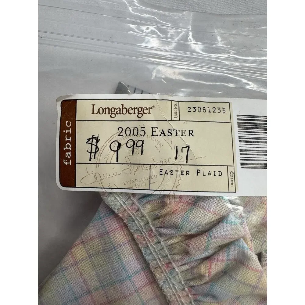 Longaberger Fabric Basket Liner 2005 Easter - Easter Plaid #23061235 NEW